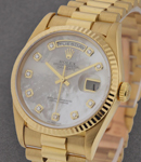 President Day Date 36mm in Yellow Gold with Fluted Bezel on President Bracelet with MOP Diamond Dial