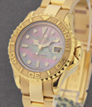 Yacht-Master Small Size in Yellow Gold Bezel on Oyster Bracelet with Tahitian Black MOP Dial