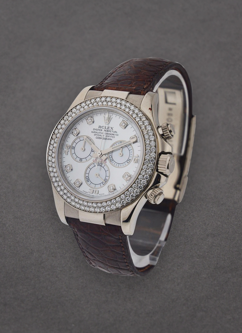 Pre-Owned Rolex Special Edition Daytona -White Gold- 2 Row Diamond Bezel