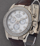 Special Edition Daytona -White Gold- 2 Row Diamond Bezel on Strap with MOP Diamond Dial