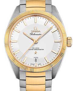 Contstellation Globemaster 39mm Automatic in Steel and Yellow Gold Fluted Bezel on Steel and Yellow Gold Bracelet with Silver Index Dial