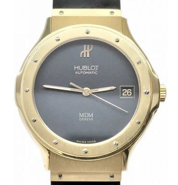 Classic Mens 36mm Automatic in Yellow Gold On Black Rubber Strap with Black Dial