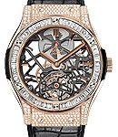 Classic Fusion 45mm Tourbillon in Rose Gold on Black Alliagtor Leather Strap with Skeleton Dial