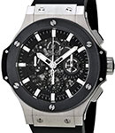 Aero Bang Steel with Ceramic Bezel On Black Rubber Strap with Black Skeleton Dial