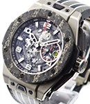 Big Bang Ferrari Mens 45mm Automatic in Carbon and Titanium  On Black and Grey Schedona Leather Strap with Skeleton Dial