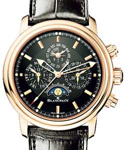 Leman Mens 40mm Automatic in Rose Gold On Black Alligator Strap with Black Dial