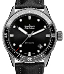 Fifty Fathoms Bathyscaphe Automatic in Black Ceramic On Black Fabric Strap with Black Dial