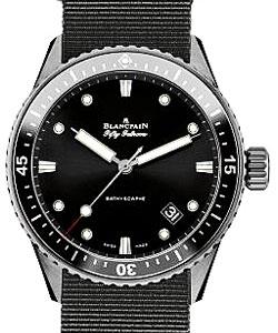 Fifty Fathoms Bathyscaphe Ceramic Automatic in Ceramic on Black Fabric Strap with Black Dial