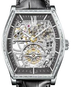 Malte Tourbillon mens Manual in Platinum On Black Alligator Strap with Skeleton Dial