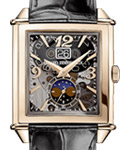 Vintage 1945 Large Date Moonphase Automatic in Rose Gold On Black Crocodile Strap with Skeleton Dial