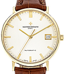 Patrimony Mens 35mm Automatic in Yellow Gold On Brown Crocodile Strap with White Dial