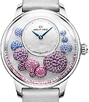 Petite Heure Minute Heure Celeste 41mm Automatic in White Gold On Grey Satin Strap with Mother of Pearl