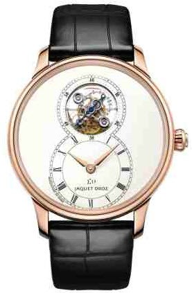 Grande Seconde Tourbillon Mens 39mm Automatic in Rose Gold On black Alligator Strap with Ivory Dial