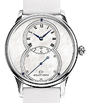 Grande Seconde Circled Mens 39mm Automatic in White Gold On White Satin Strap with Mother of Pearl Diamond Dial