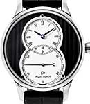 Grande Seconde Circled Cotes De Geneve 39mm in White Gold on Black Alligator Leather Strap with Black and Silver Dial