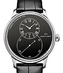 Grande Seconde Mens 39mm Automatic in White Gold On Black Alligator Leather Strap with Black Dial