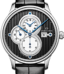 Astrale The Time Zone Mens 43mm Automatic in White Gold On Black Alligator Strap with Black Dial