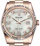 President Day-Date 36mm in Rose Gold with Fluted Bezel on President Bracelet with White MOP Oxford Diamond Dial