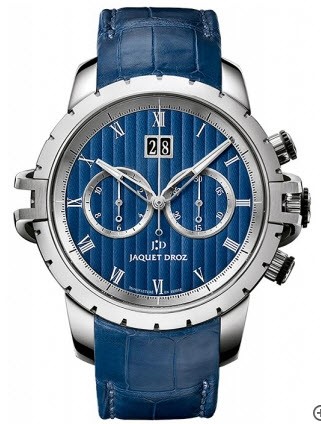 SW Chronograph Mens 45mm Automatic in Steel On Blue Alligator Strap with Blue Dial