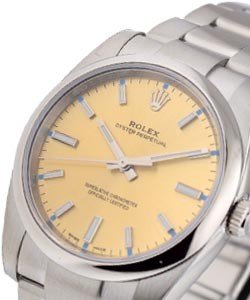 Oyster Perpetual 34mm in Steel with Smooth Bezel on Oyster Bracelet with White Grape Dial