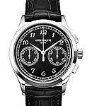 5170g Chronograph in White Gold on Black Alligator Leather Strap with Black Dial