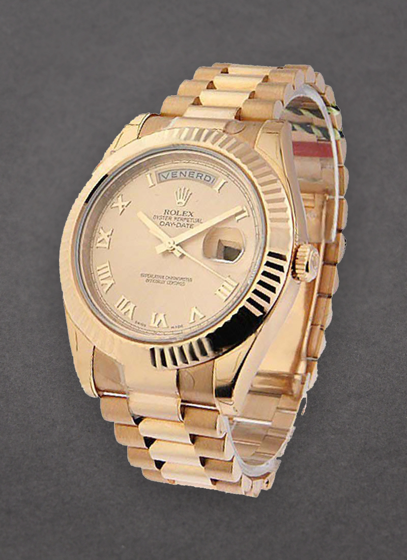 Pre-Owned Rolex President Day-Date 41mm in Rose Gold Fluted Bezel