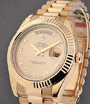 President Day-Date 41mm in Rose Gold Fluted Bezel on President Bracelet with Rose Roman Dial