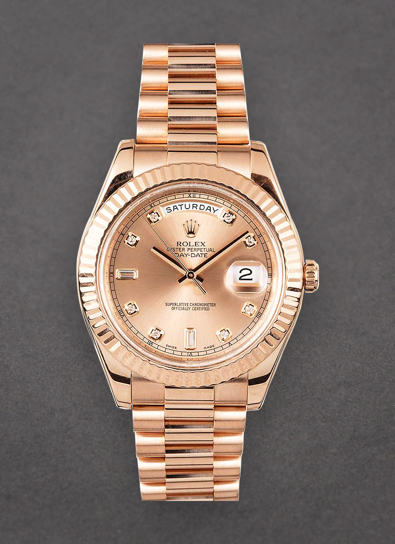 Pre-Owned Rolex President Day-Date 41mm in Rose Gold Fluted Bezel