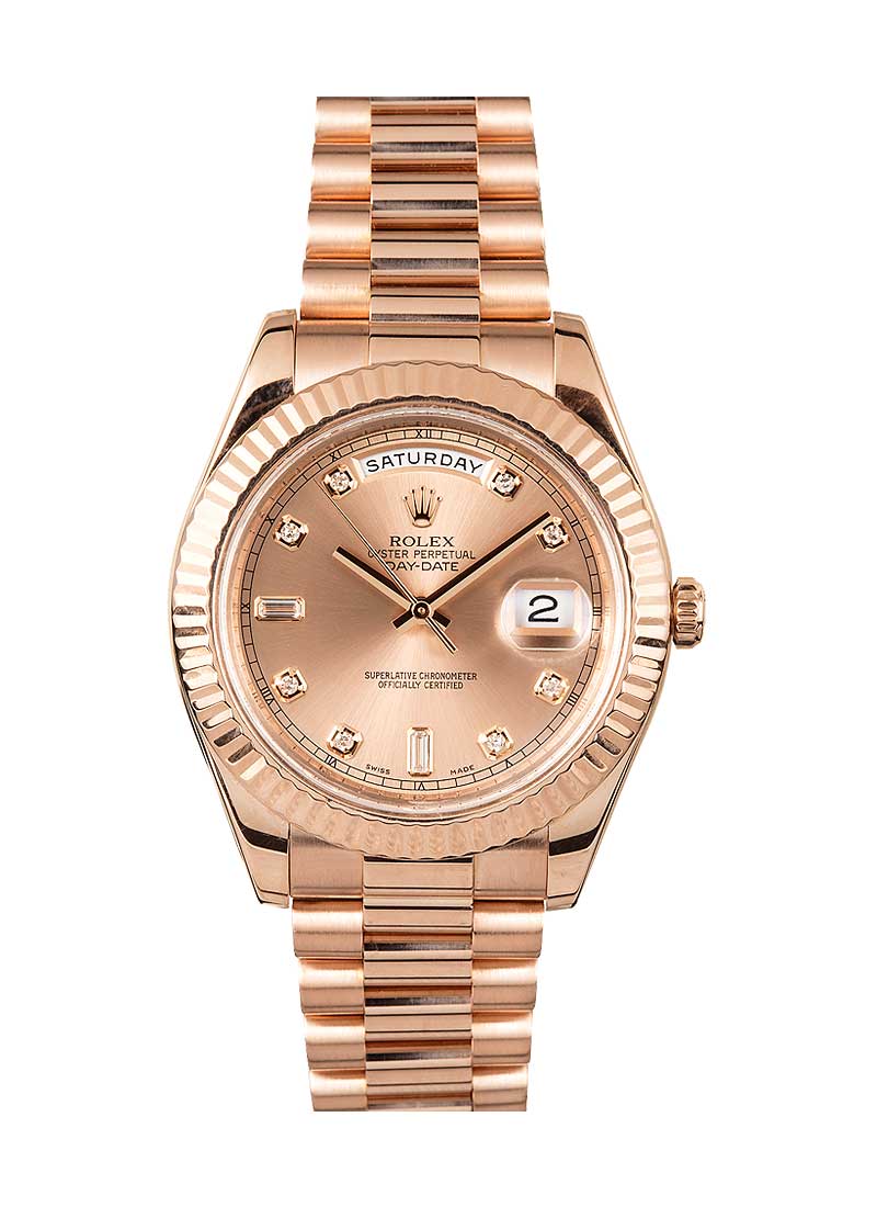 Pre-Owned Rolex President Day-Date 41mm in Rose Gold Fluted Bezel