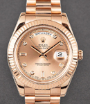 President Day-Date 41mm in Rose Gold Fluted Bezel on President Bracelet with Rose Diamond Dial