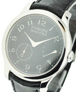 Chronometre Souverain Boutique Collection Black Label Platinum on Strap with Black  Dial