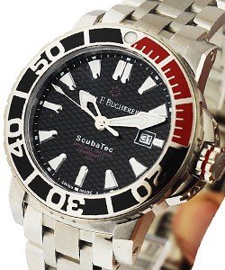 Patravi ScubaTec 44.6mm in Steel with Black and Red Bezel On Steel Bracelet with Black Dial