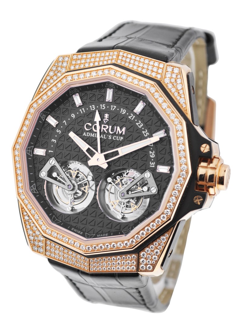 Corum Admirals Cup AC-One 45mm Double Tourbillon in Rose Gold with Diamond Bezel