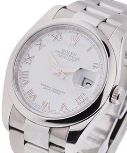 Datejust 36mm in Steel with Domed Bezel on Steel Oyster Bracelet with White Roman Dial