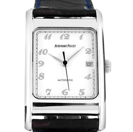 Edward Piguet in Steel  on Black Leather Strap with White Dial