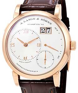 Lange 1 38.5mm Manual in Rose Gold On Brown Crocodile Strap with Silver Dial
