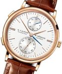 Saxonia Dual Time Mens 38.5mm Automatic in Rose Gold On Brown Crocodile Strap with Silver Dial