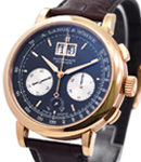 Datograph Up Down in Rose Gold On Brown Alligator Leather Strap with Black Dial
