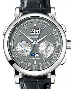 Datograph Perpetual Mens 41mm Manual in White Gold On Black Crocodile Strap with Grey Dial