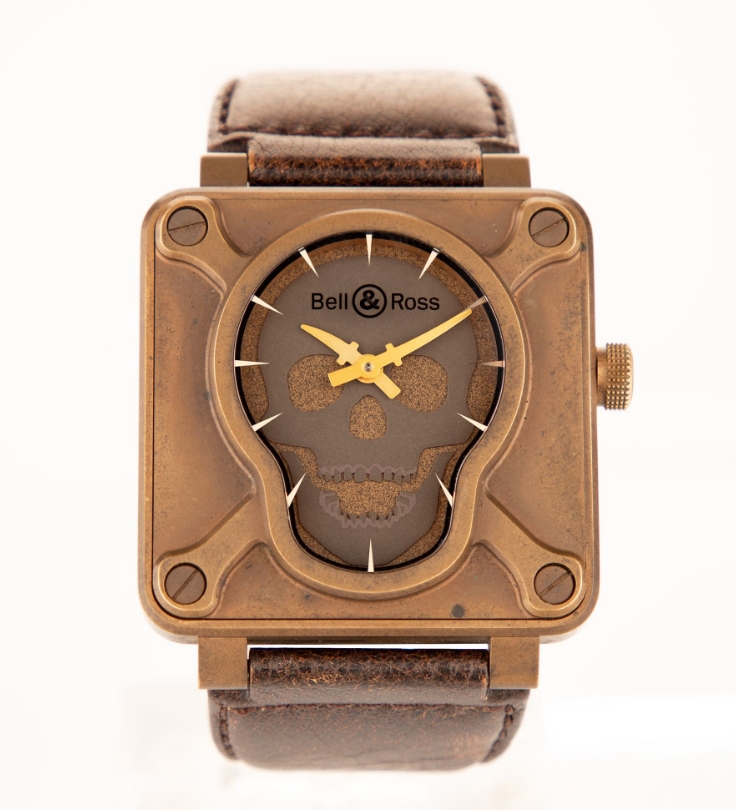 Aviation Bronze Skull in Bronze - Limited to 500pcs on Aged Brown Calfskin Leather Strap with Skull Dial