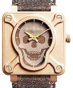 Aviation Bronze Skull in Bronze - Limited to 500pcs on Aged Brown Calfskin Leather Strap with Skull Dial