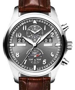 Pilots Spitfire IW379107 Perpetual Calendar 45mm Automatic in Steel On Brown Crocodile Leather Strap with Ardoise Dial 