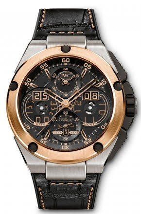 Ingenieur Perpetual Calendar in Titanium with Rose Gold Bezel  On Black Crocodile Strap with Black Dial