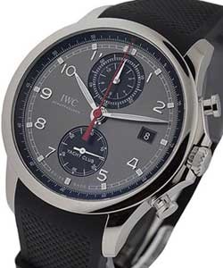 Portuguese Yacht Club Chronograph with Slate Dial Steel on Black Rubber Strap