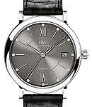 Portofino 37mm Automatic in Steel On Black Crocodile Leather Strap with Gray Dial