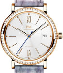 Portofino Midsize 37mm Automatic in Rose Gold with Diamond Bezel On Purple Crocodile Leather Strap with Silver Dial