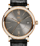 Portofino Midsize  37mm Automatic in Rose Gold with Diamond Bezel On Black Crocodile Leather Strap with Slate Dial