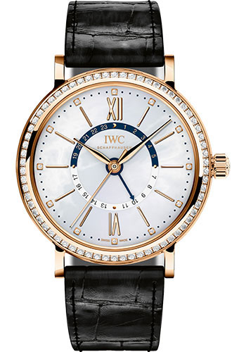 IWC Portofino Day and Night Midsize Mens 37mm Automatic in Rose Gold with Diamond Bezel