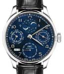 Portugieser Perpetual Calendar  44.2mm  Automatic in White Gold On Black Crocodile Leather Strap with Blue Dial