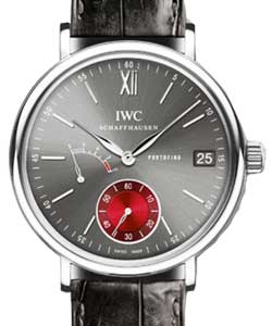 Portofino Mens Manual in Steel On Black Alligator Strap with Ardoise Dial